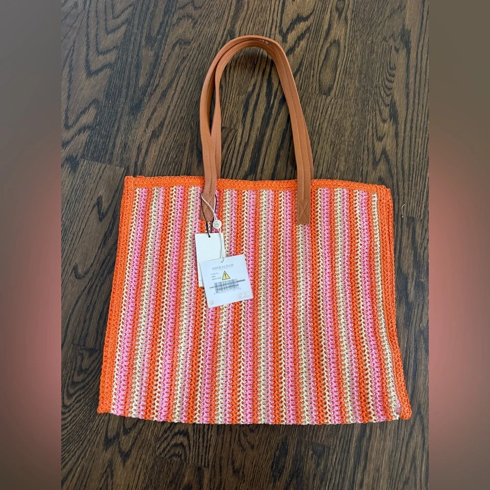 Shiraleah Maya Orange Woven Tote – NWT | Raffia Beach Pool Bag - Picture 4 of 7